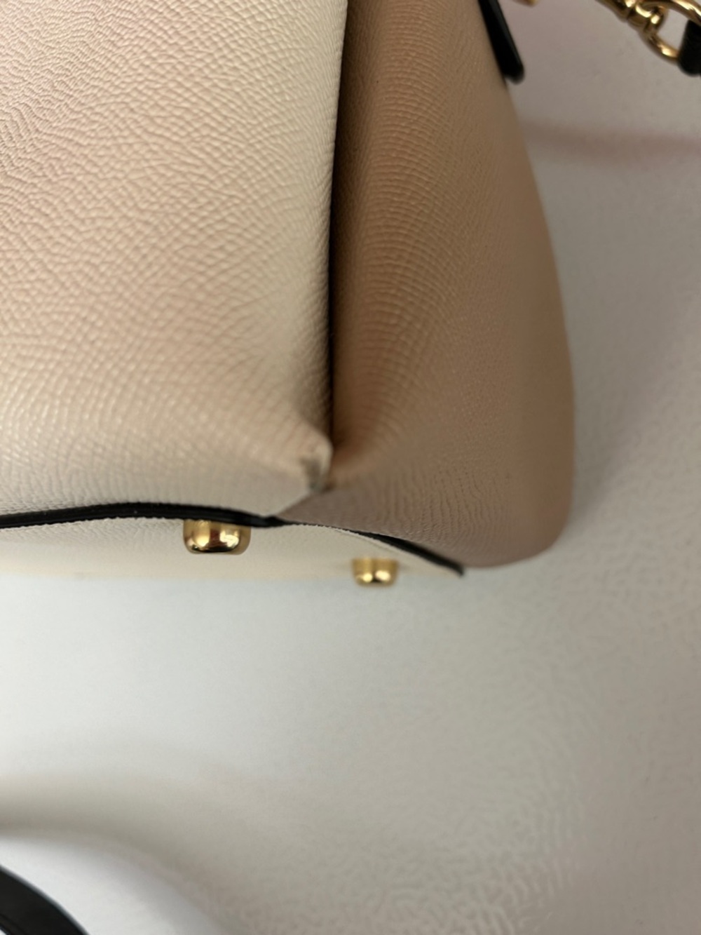 Coach Cream Leather Satchel with Black Handles and Strap - Picture 15 of 16